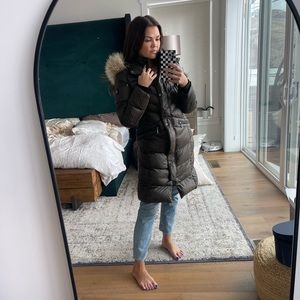 Bernardo Long Puffer Jacket with Removable Faux Fur & Hood